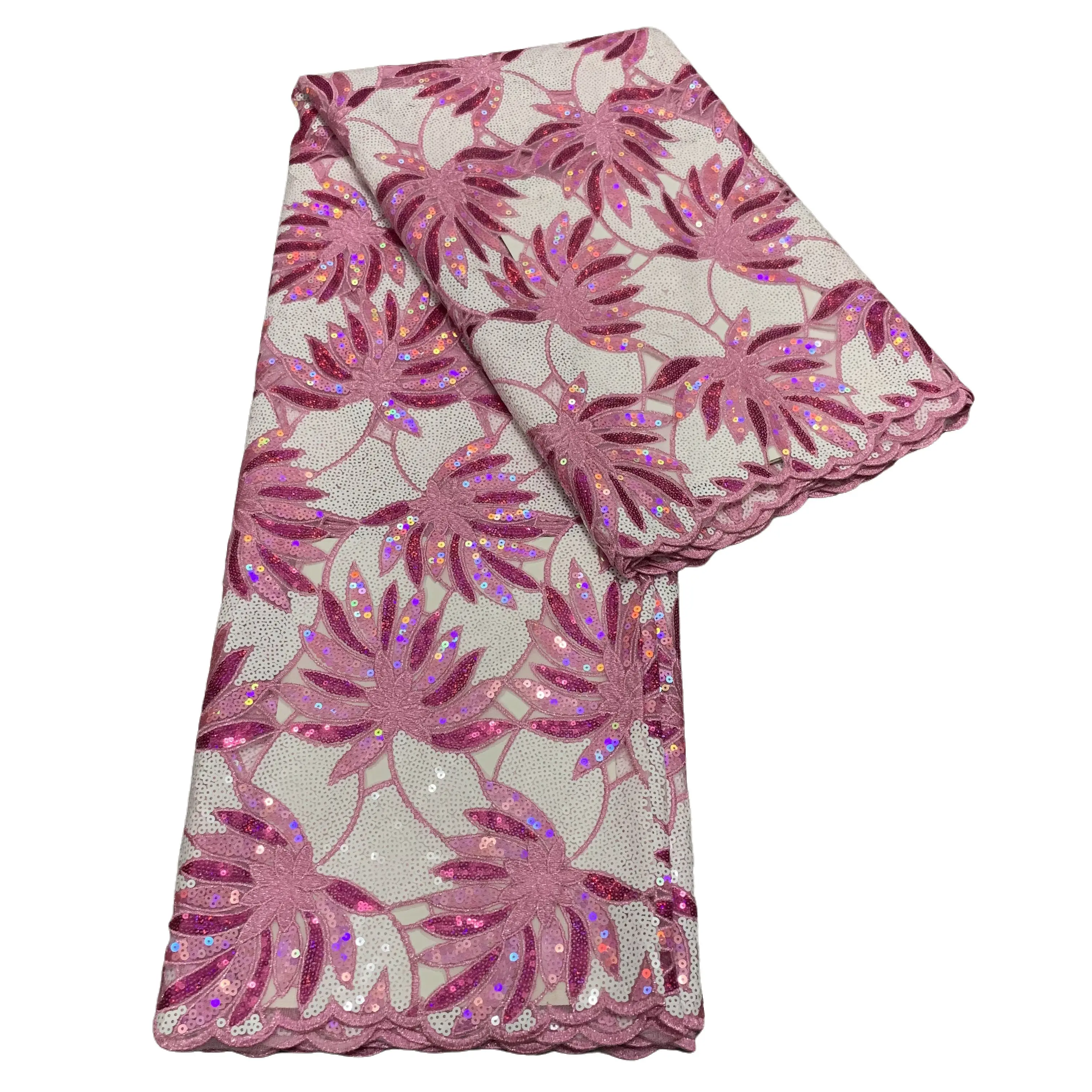 

African Handcut Organza Lace Fabric 2025 High Quality Latest French Organza Lace Fabric With Sequence For Party Dress 5yards