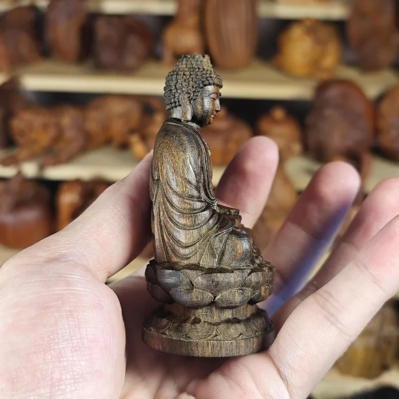 Hand-Carved Agarwood Buddha Statue - 3.15