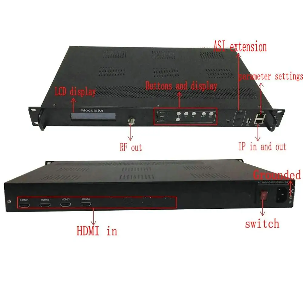 4-channel Hdmi To Rf Isdb-t Dvb-t Atsc Dvb-c H265 H264 Cable Front-end Equipment Digital Tv Hdmi To Ip Video Encoder Modulator