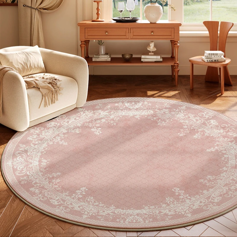 Französischer Stil Wohnzimmer-Dekoration Runder Teppich Dicker Plüsch-Teppich für Schlafzimmer Flauschiger Weicher Bettvorleger Waschbarer Lounge-Teppich
