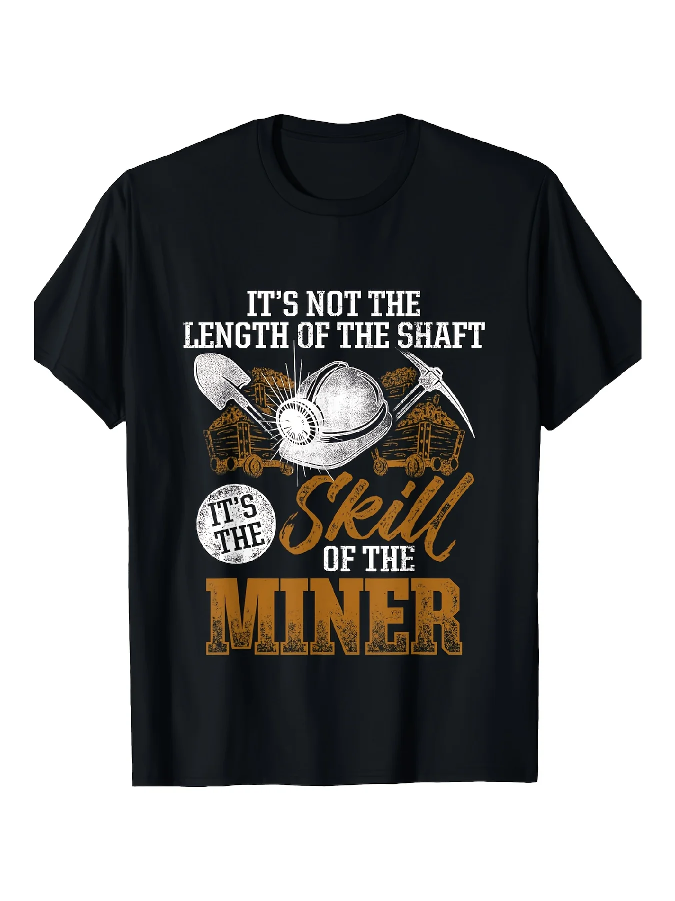 1pc Men'S Casual T-Shirt With Coal Miner Skill Graphic - Crew Neck Short Sleeve All-Season Knit Fabric Digital Heat Transfer Pri