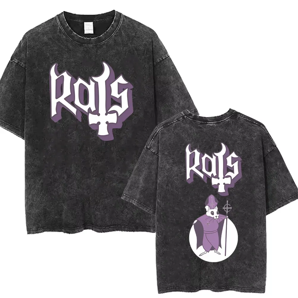 

Ghost Band Graphic Tshirt Washed Vintage Skeleton Rock Oversized Print T Shirts Men Women 90s Classic Gothic Punk Metal T-shirt