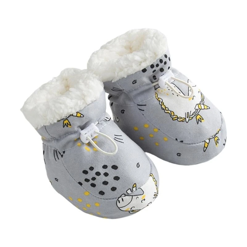 Prewalker Crib Shoes Printed Pattern First Walking Shoes for Infant Baby 0-6 Month Footwear Soft Soles Winter Sneaker