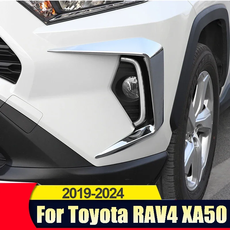 For Toyota RAV4 XA50 2019 2021 2022 2023 2024 Car Front Fog Lights Lamp Eyebrow Trim Cover Spoiler Wind Knife Blade Accessories