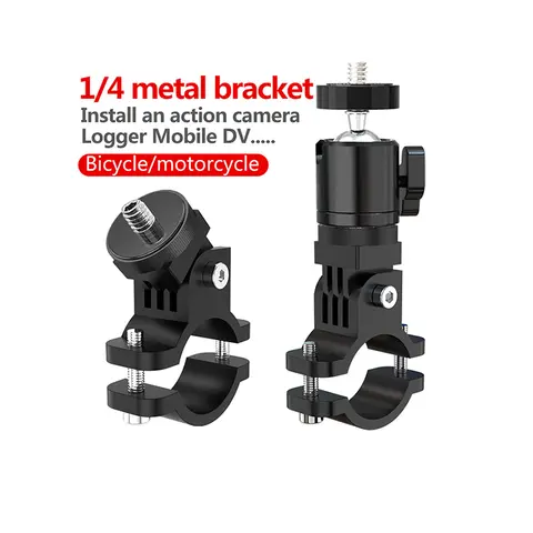 Bicyle Motorcycle Handlebar Clamp Mount Phone Holder Cycling Bracket 1/4 Screw for Gopro Insta360 X6 OSMO Pocket 4P