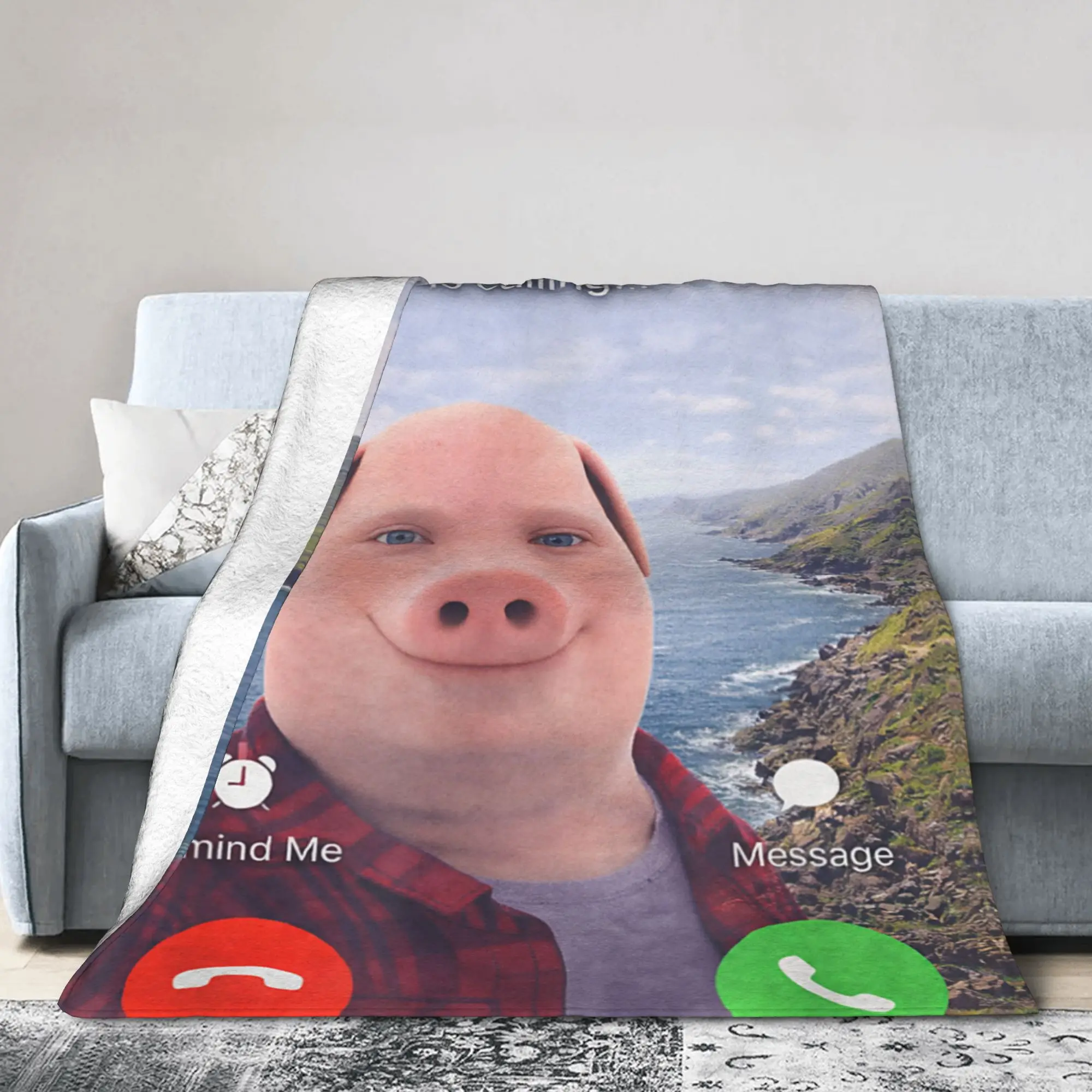 John Pork is Calling Meme Funny Blanket Trending Gag Flannel Novelty Bedding Throw Blankets for Bedroom Spring Autumn Restaurant