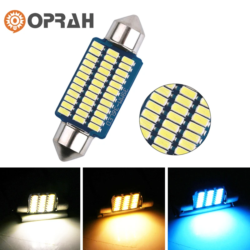 

2pcs Festoon Car LED Interior Reading Light 4000K Warm White 6000K C5W C10W 31mm 36mm 39mm 41mm Auto Room Ceiling Dome Lamp 12V