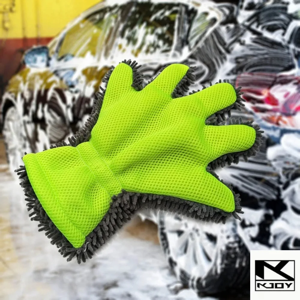 KKJOY Premium Microfiber Washing Mitts 5 Finger Gloves for Car Motorcycle Care