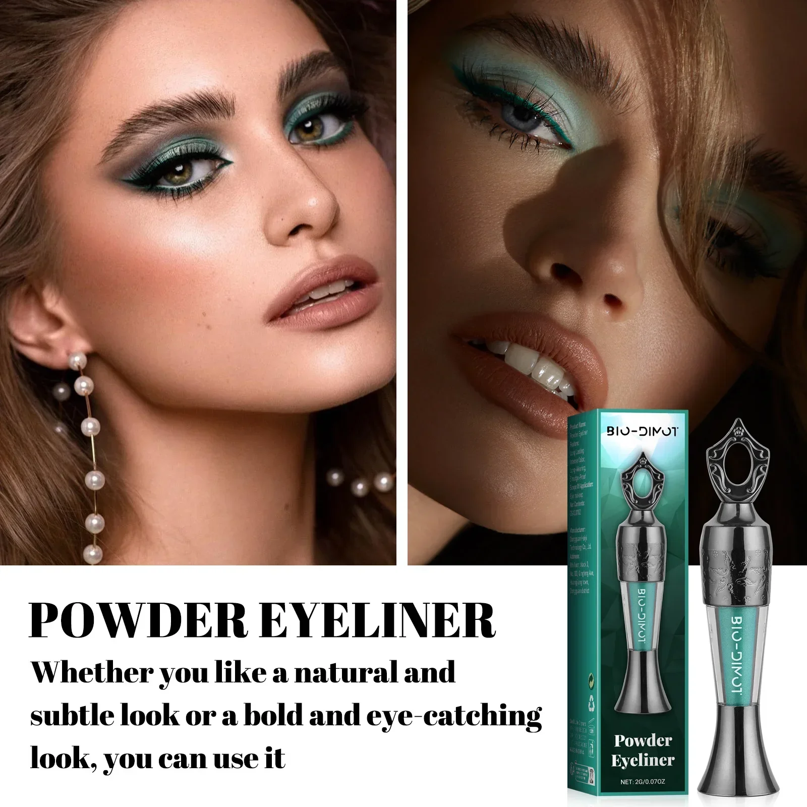 محدد عيون بودرة مقاوم للتلطخ يدوم طويلاً من BIO-DIMOT - مقاوم للماء، متعدد الاستخدام لمظهر العين الطبيعية والجريئة، هدية مثالية لـ