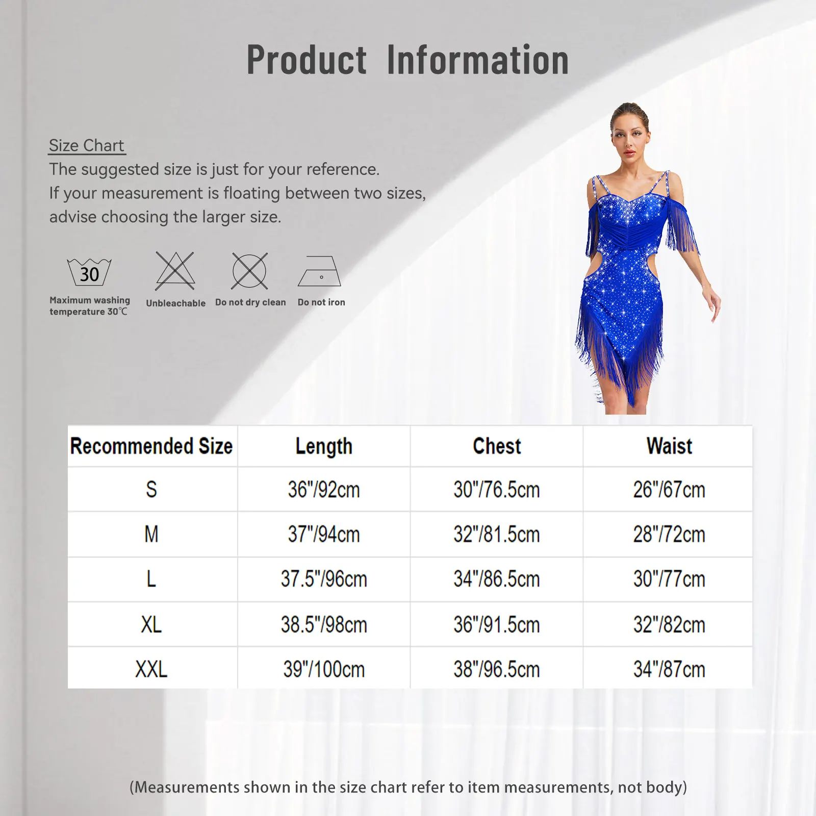 Jazz-Latin-Tanzkleid, Cha-Cha-Tango-Kostüm für Damen, rückenfrei, Ausschnitt, Spaghettiträger, Fransen, glänzende Strasssteine, Leistung