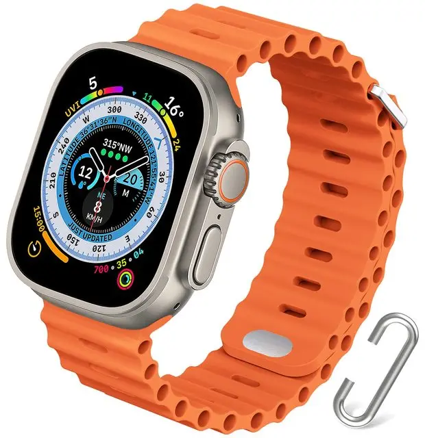Ocean strap For Apple Watch Ultra 2 Band 49mm 46mm 44mm 45mm 41mm 40 42 Silicone Sport Bracelet iWatch Series 9 10 8 7 SE 6 5 4