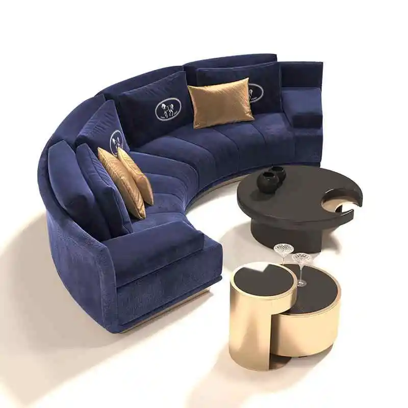 

Stylish Living Room Furniture Fabric Curved Elastic Sectional Sofa