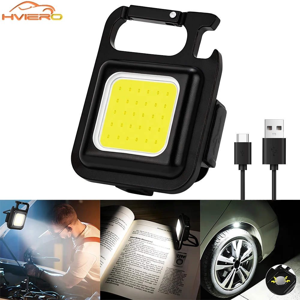 1/2/4Pc Keychain Light Mini Multifunctional Camping Flashlight USB Rechargeable LED Strong Bright Portable COB Outdoor Work Lamp