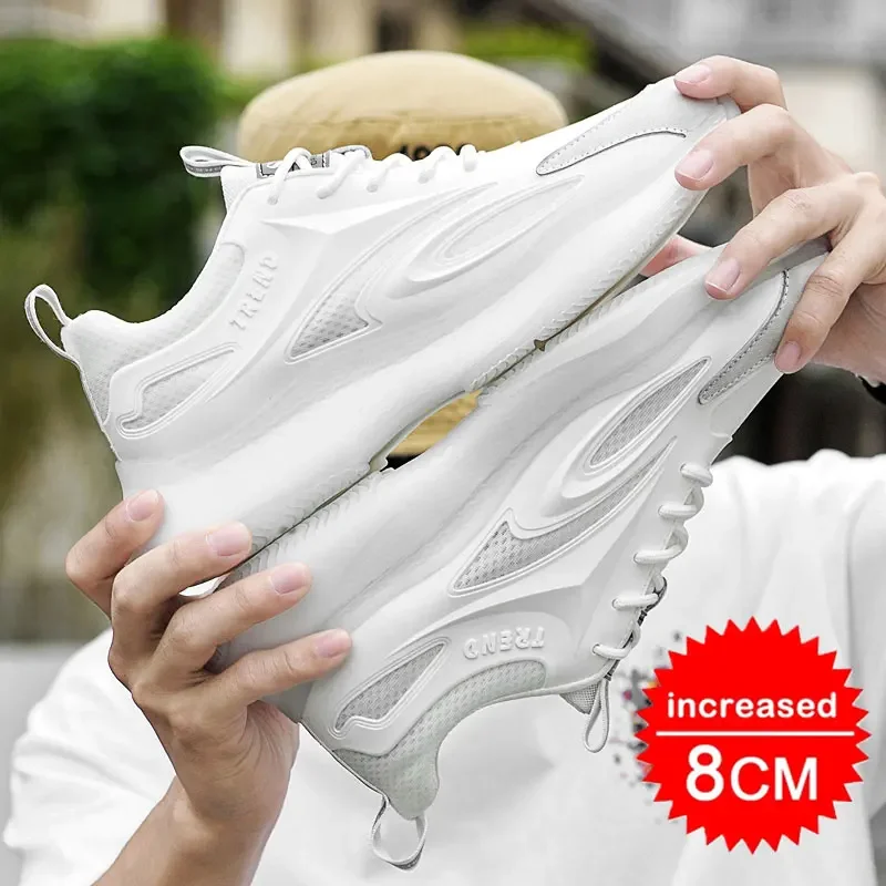 Luxury men casual sneakers elevator shoes mesh breathable mesh heightening shoes for Man 8cm 6cm hidden heels height increased