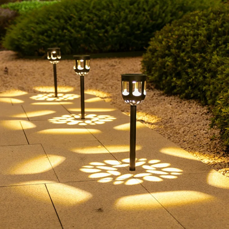 Solar Garden Decor Ambience Lights: Outdoor Waterproof Landscape Lamp, Ground-Insert Shadow Lawn Patio Light