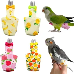 Parrot Diaper with Bowtie Cute Colorful Fruit Floral Cockatiel Pigeons Small Medium Large Pet Birds Flight Suit Clothes Washable