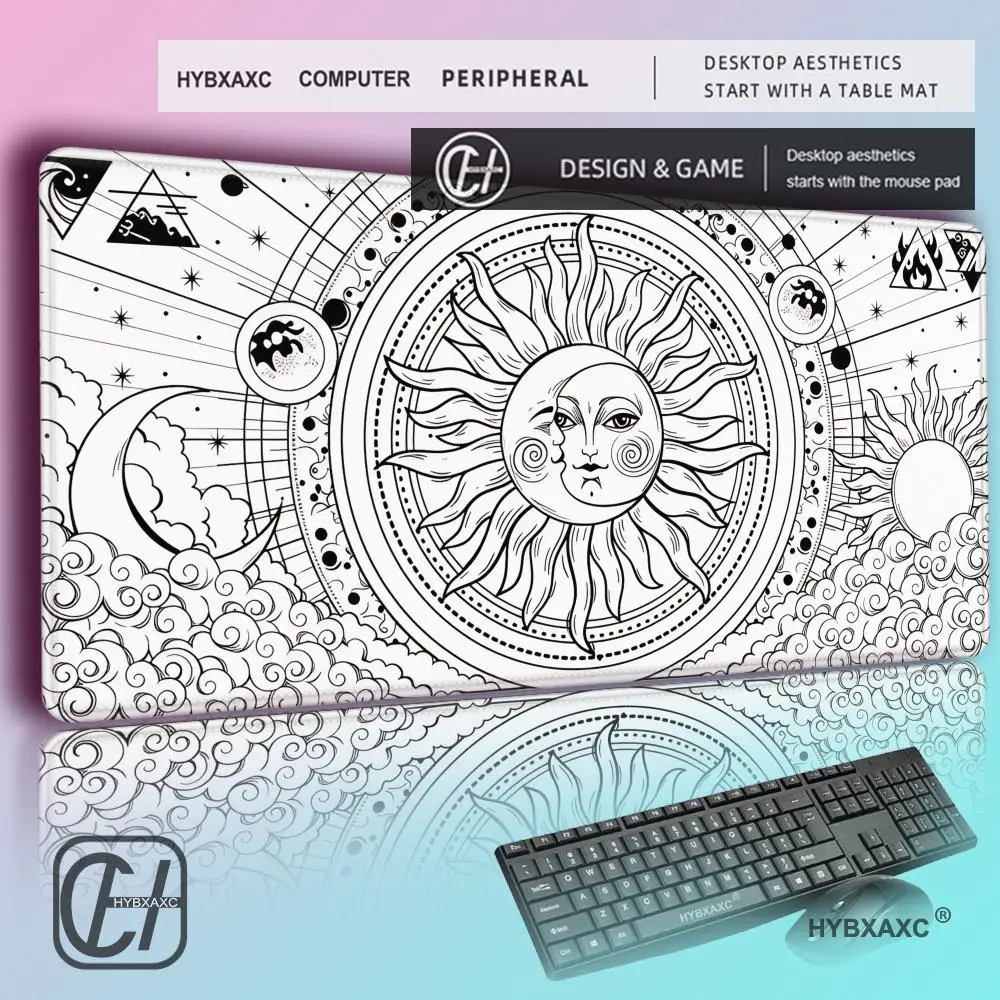 

HYBXAXC Dark Mystical Symbol Human Astrolabe Mouse Pad, Vintage Alchemy Sun Moon Desk Mat, Creative Non-Slip Gaming Office Desk