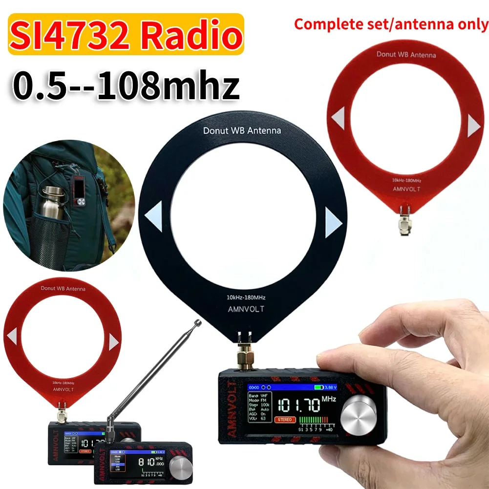 0.5-108mhz SI4732 All Band Radio Receiver LSB USB AM FM Radio 1.9inch IPS Screen ESP-32-S3 Pocket Mini Radio HF SW MW VHF Radio