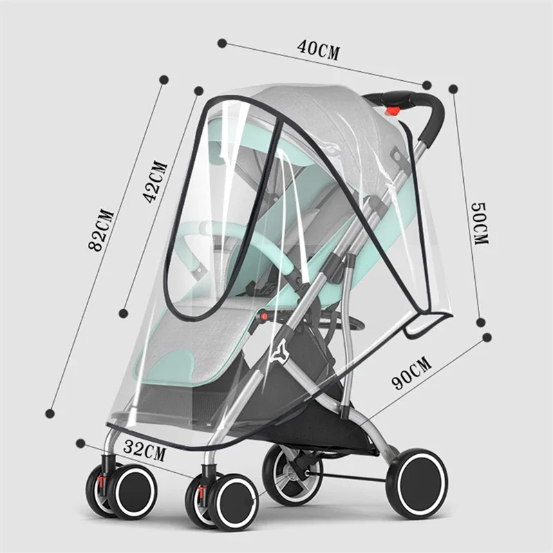 Nuovo passeggino universale copertura antipioggia auto per bambini tempo vento protezione solare trasparente traspirante trolley ombrello