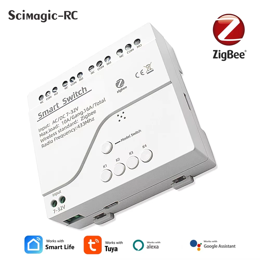ZIGBEE Tuya Thông Minh Module Relay Cơ Switch1/2/4CH 12V 24V 220V RF433Mhz Điều Khiển Từ Xa đèn Làm Việc Với Alexa Cửa Ngõ Hub