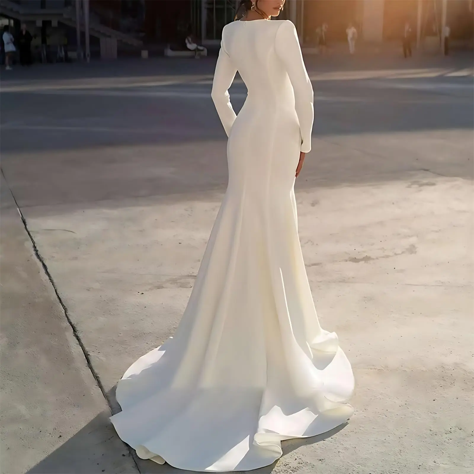 Сексуальные атласные длинные свадебные платья русалки с глубоким v-образным вырезом и открытой спиной длиной до пола для невесты