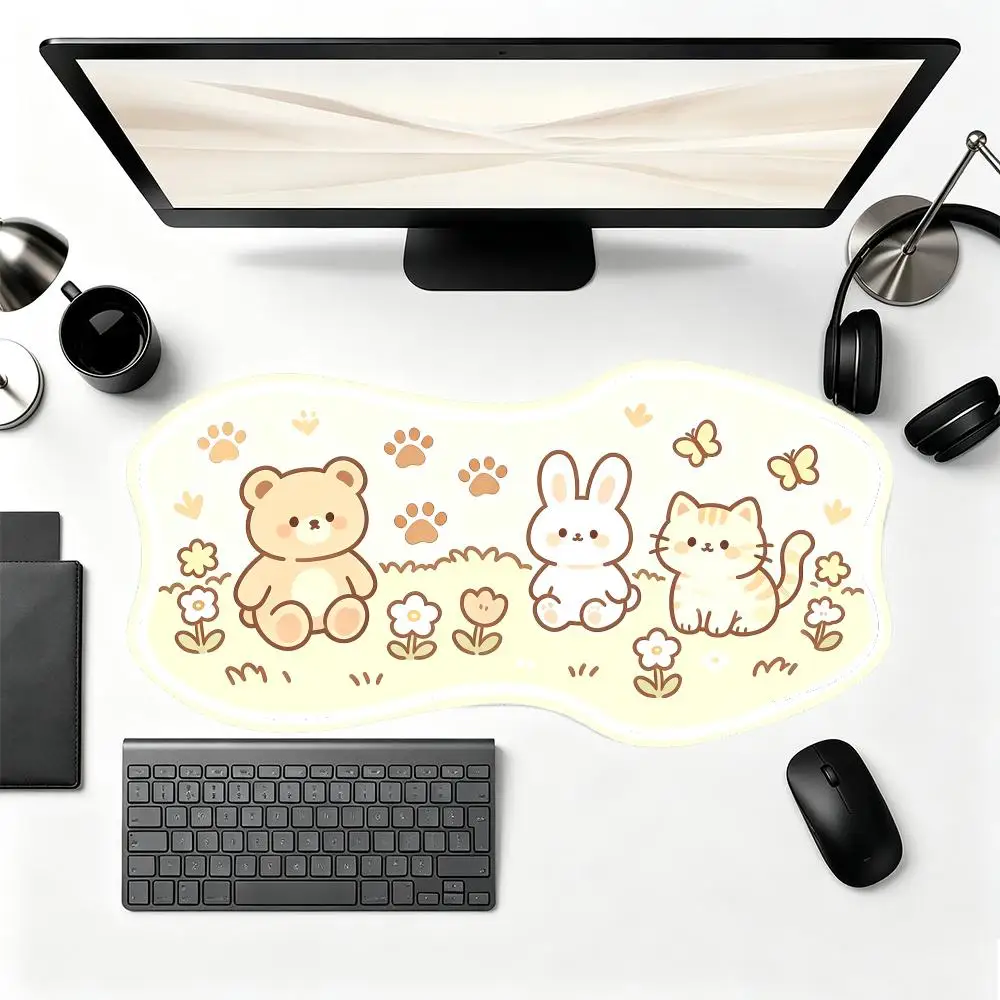 Bear Rabbit Cat Cartoon Print Large Size Mousepad For Daily Laptop Bedroom Study Use Mouse pad