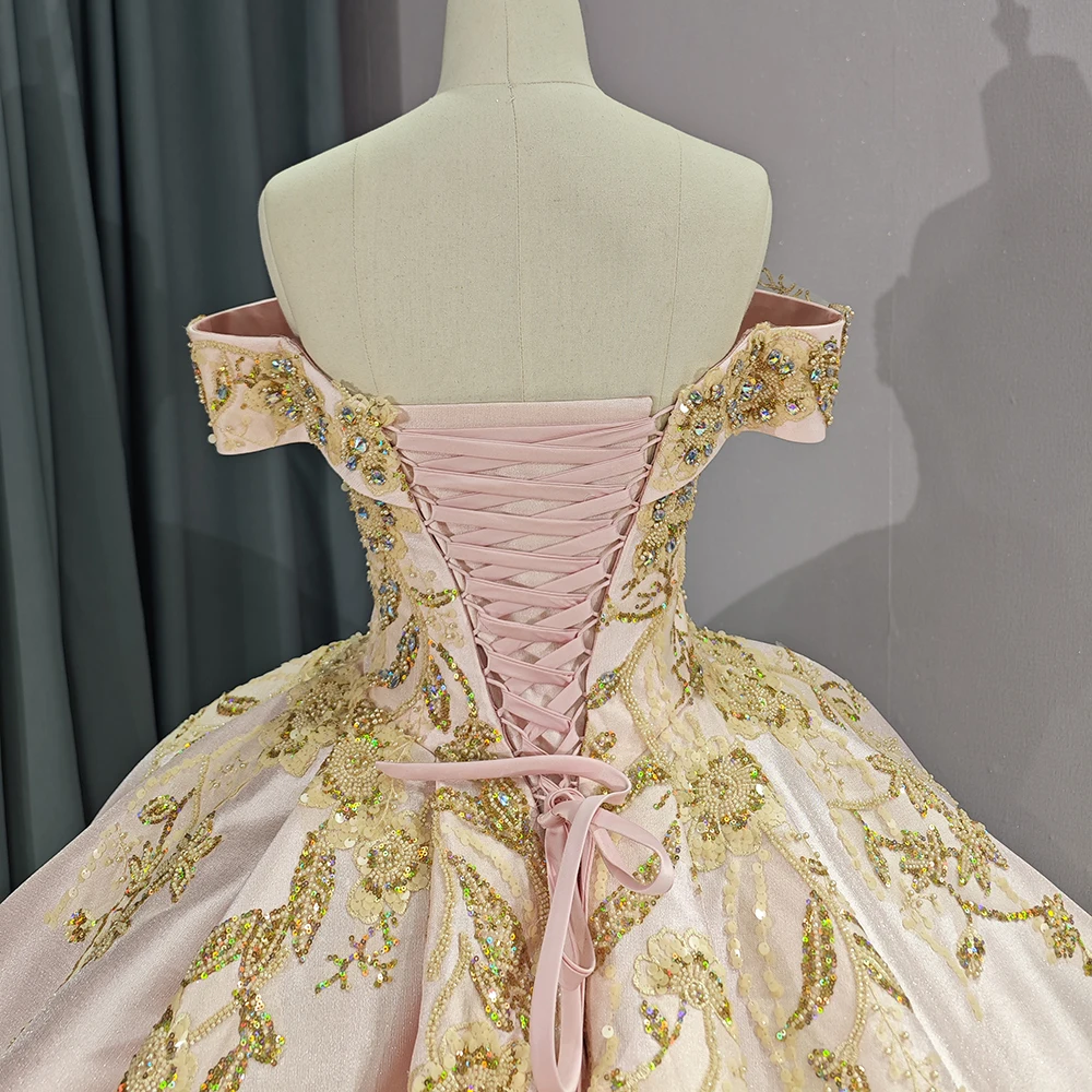 Schulterfreies Abendkleid für Kinder, Perlenkristall, herzförmiger Schönheitswettbewerb, Geburtstagsfotografie, maßgeschneidertes Vestido für 15 Jahre – Detail 9