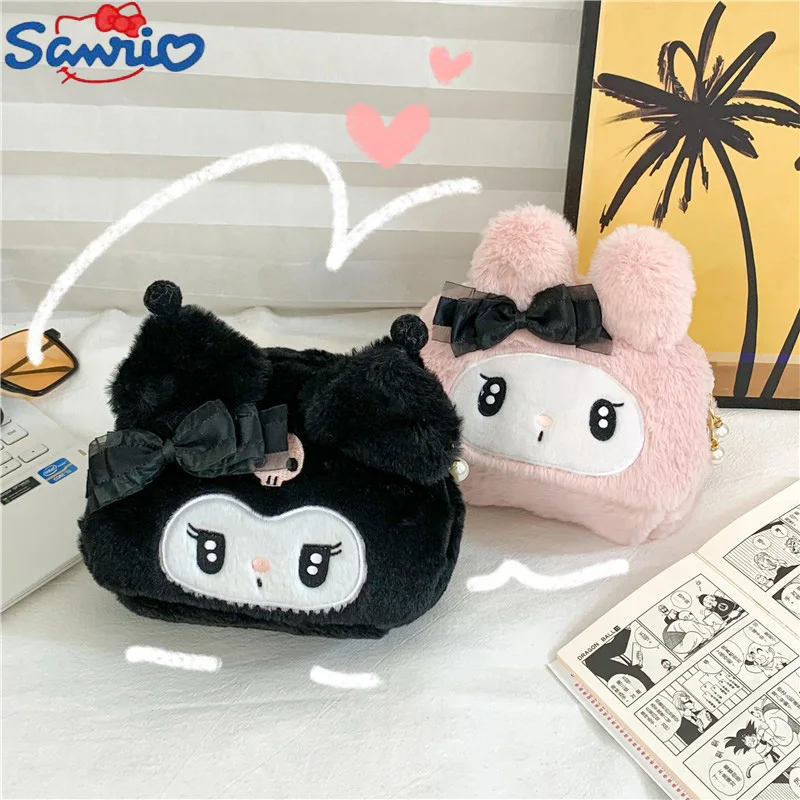 

Anime Sanrio Kuromi Plush Series Makeup Storage Bag Portable Cartoon Large Capacity Multifunctional Wash Up Bag Kids Girls Gifts