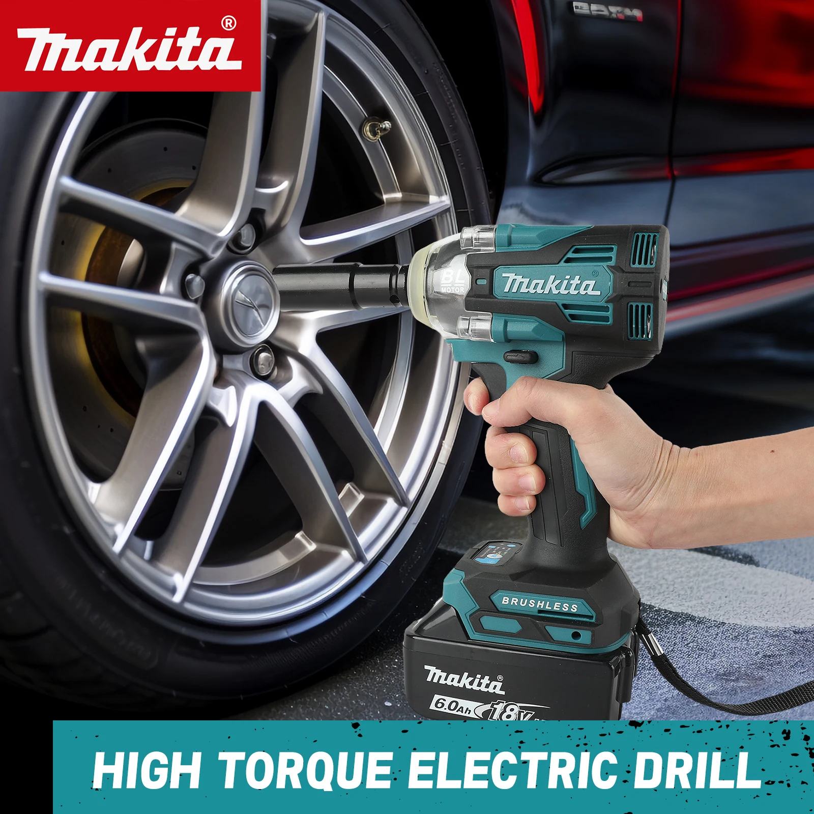 520NM Brushless Cordless Electric Impact Wrench adjustable speed Handheld  Car Repair Power Tools For Makita 18V Battery Pin