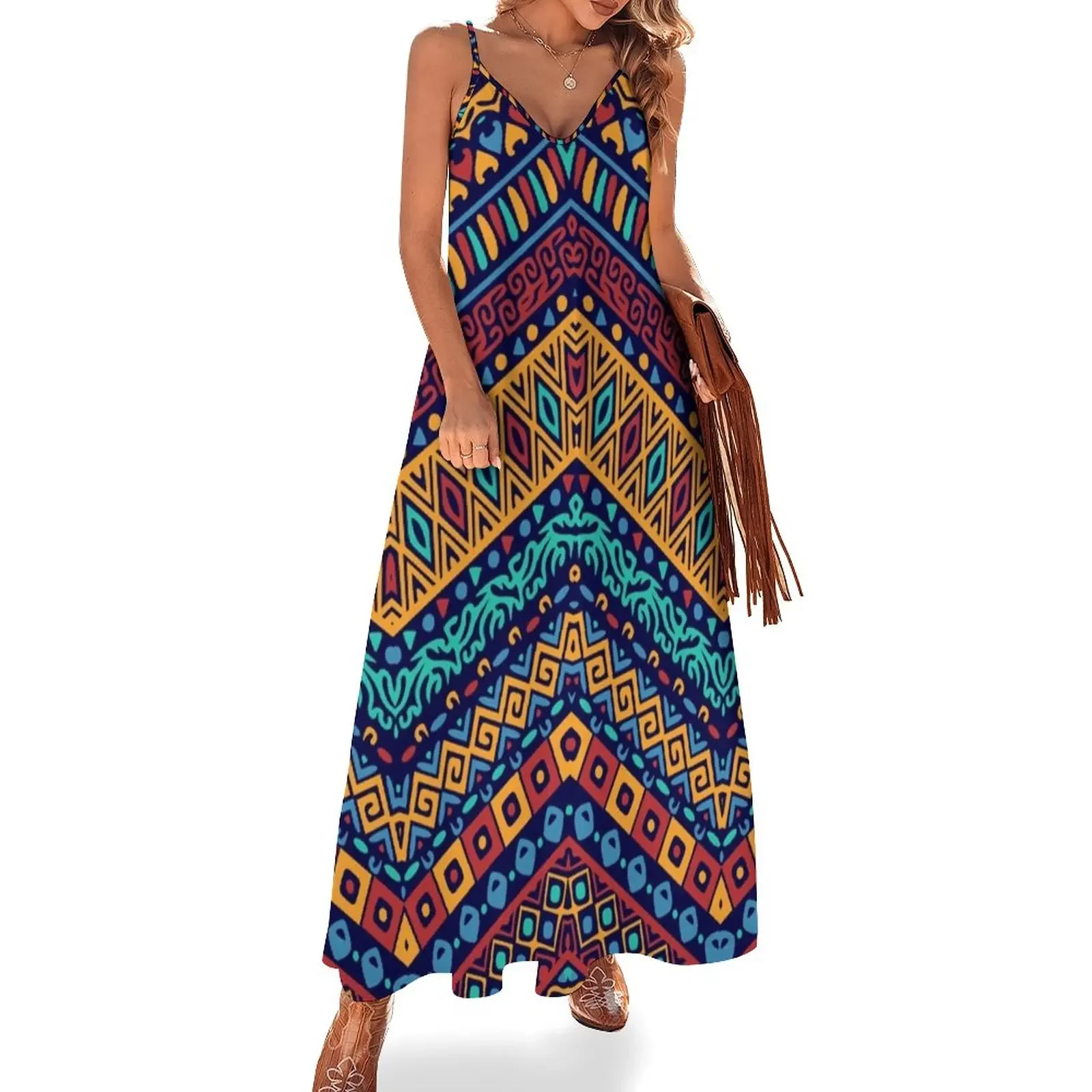 Kente Cloth Sleeveless Dress Long veiled dresses women's fashion dresses purple dress summer women's dress 2025