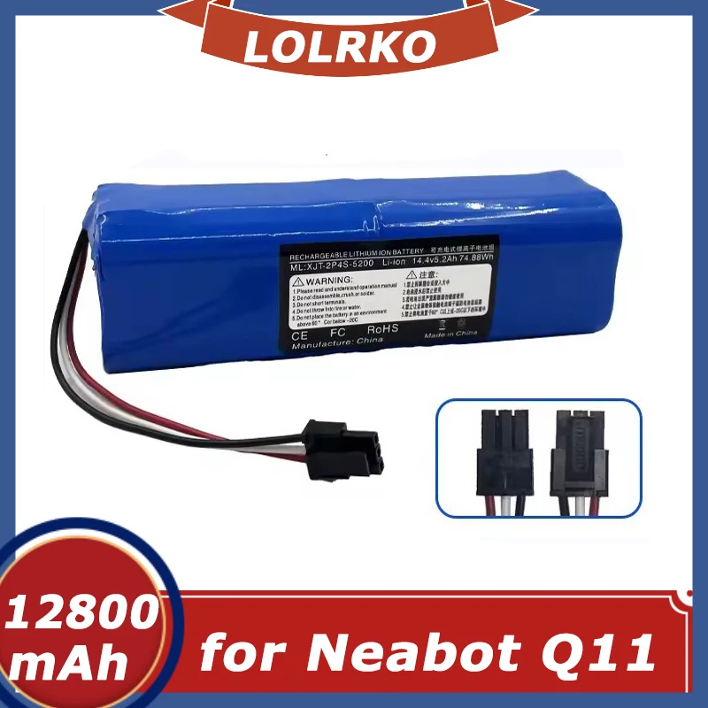 Batteria ricaricabile agli ioni di litio originale nuova da 14,4 V 12800 mAh per accessori di ricambio per aspirapolvere robot Neabot Q11