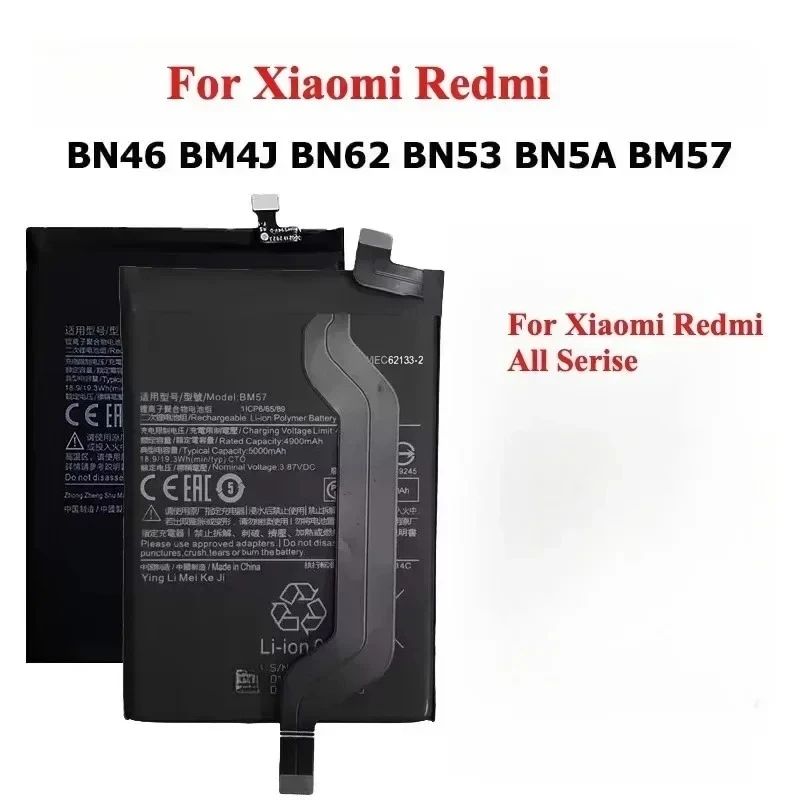Batería de repuesto BN46 BM4J BN62 BN53 BN5A BM57 BM5T(A) para Xiaomi Redmi Hongmi Note 8 9 10 Pro 8Pro 9Pro 10Pro 2