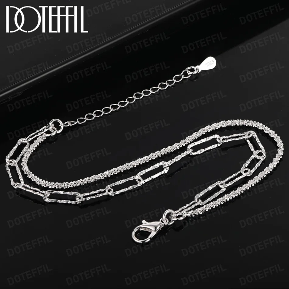 

DOTEFFIL Simple Chain Bracelet 925 Sterling Silver for Women Men Charm Party Gift Wedding Fashion Jewelry