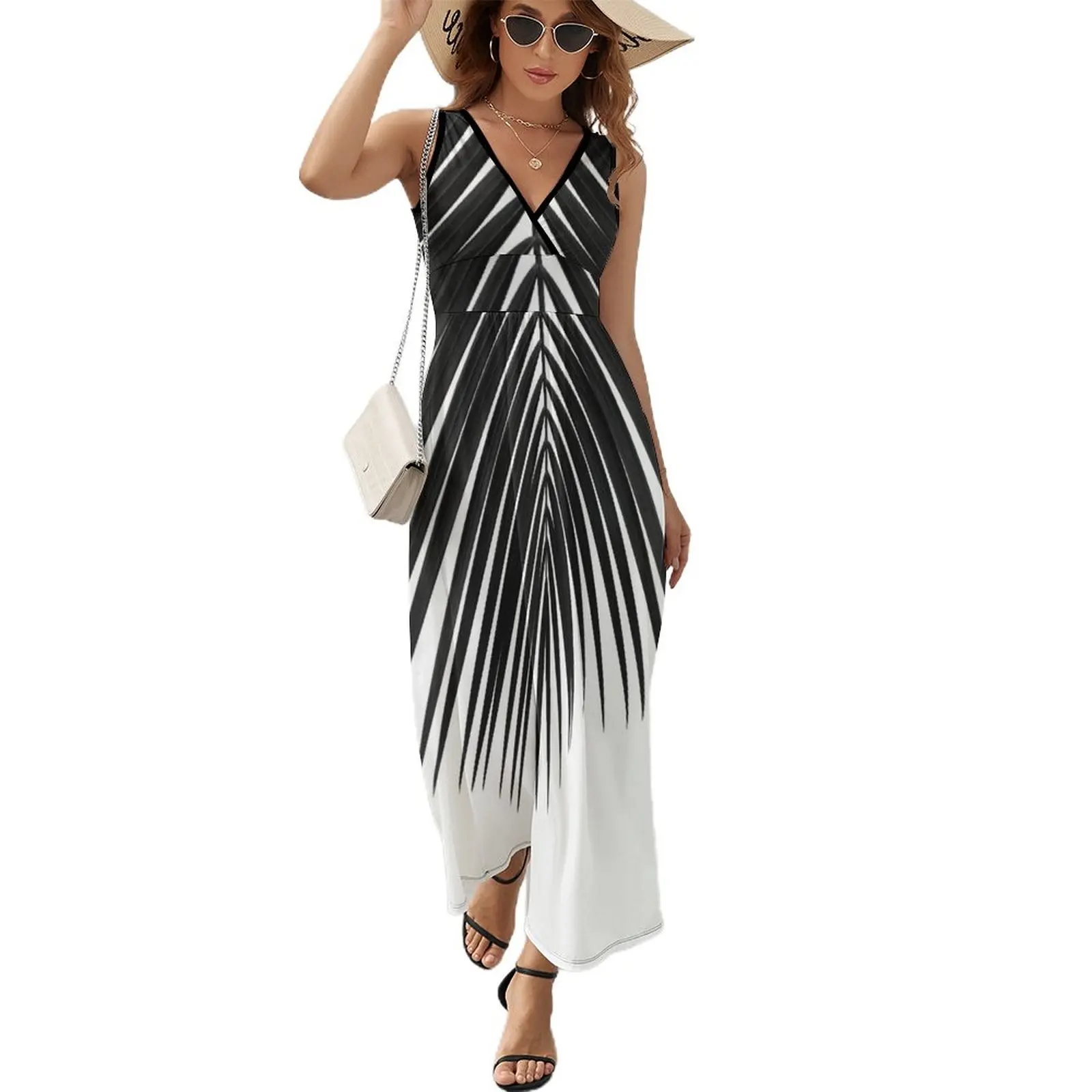 

PALM LEAF Black & White II Sleeveless Dress elegant evening dresses for women 2024 beach outfits for women