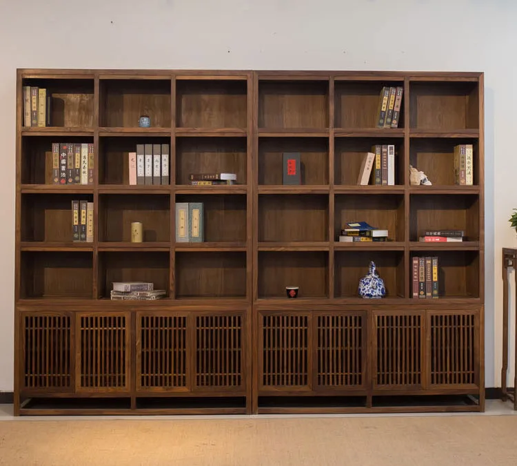 LTT New Chinese Solid Wood Bogu Rack Black Walnut Tea Cabinet Shelf
