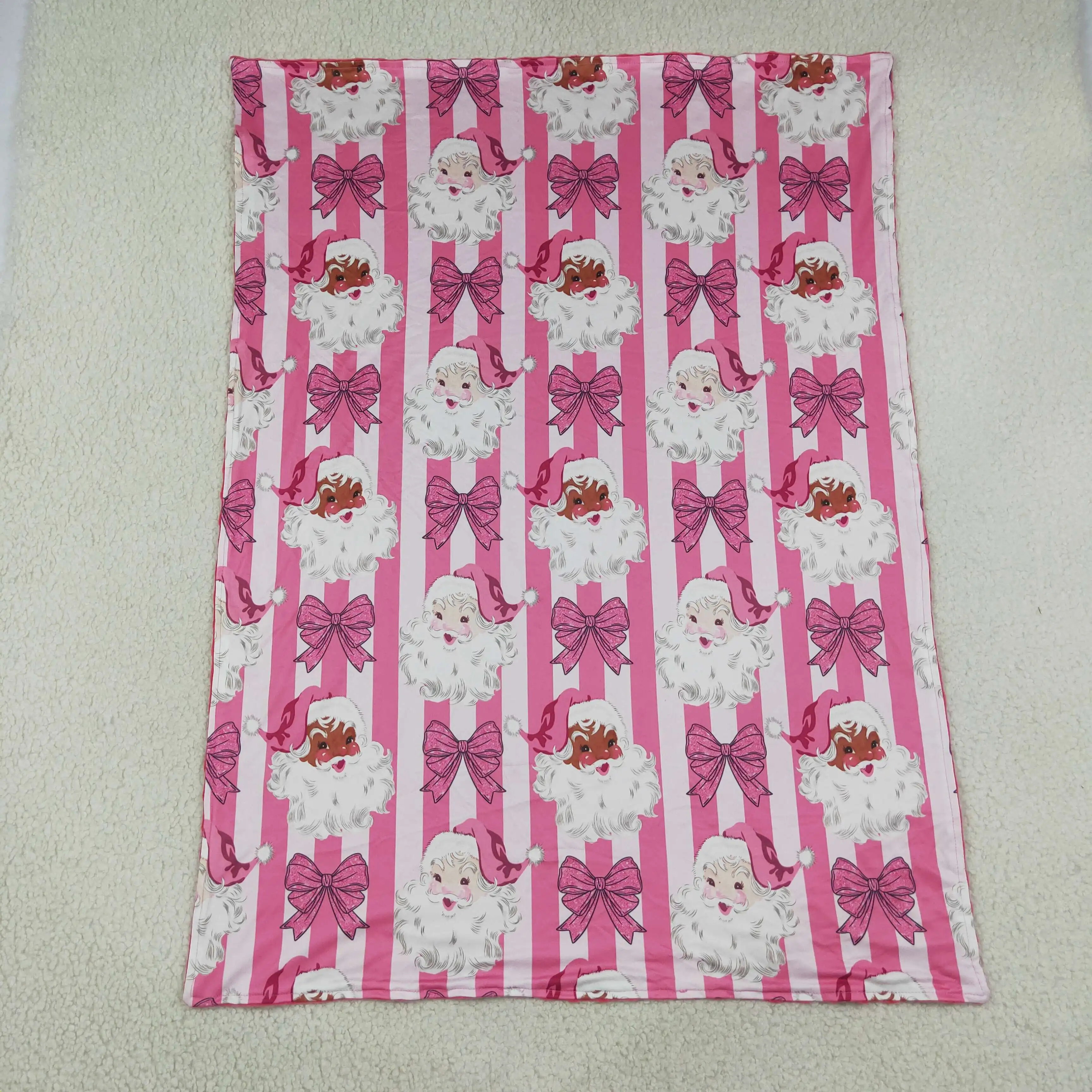 Wholesale Toddler Girls Flannel Blanket Baby Girl Children Thin Quilt Kids Bows Stripes Christmas Bedding Fleece