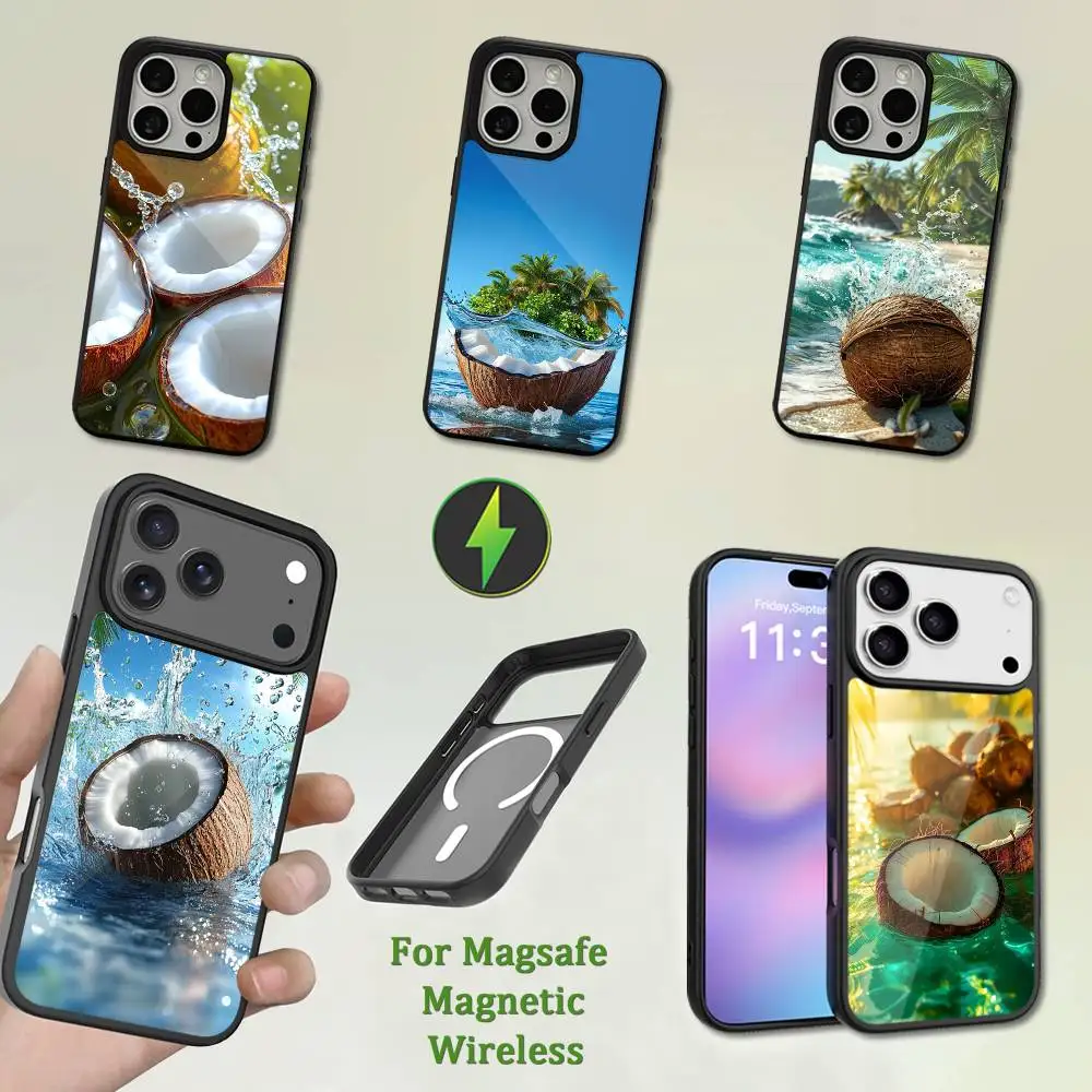 

Fruits Coconut Tropical Phone Case For iPhone 13,12,11,16,15,17,14,Pro,Max,Plus,Mini,Magsafe,Magnetic Wireless Charging