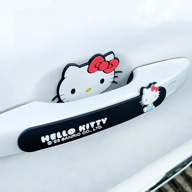 Kawaii Sanrio Hello Kitty Car Door Handle Anti-Collision Strip Cute Reversing Mirror Bumper Anti-Scratch Decorative Accessories