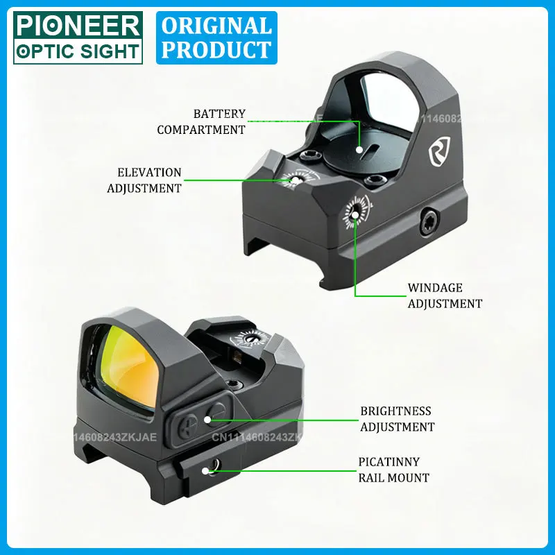 ORIGINAL RITON 3 TACTIX PRD Red Dot Sight 3 MOA R*R Footprint Pistol Handgun Optic Sight Rifle Scope W/20MM Picatinny Rail Mount
