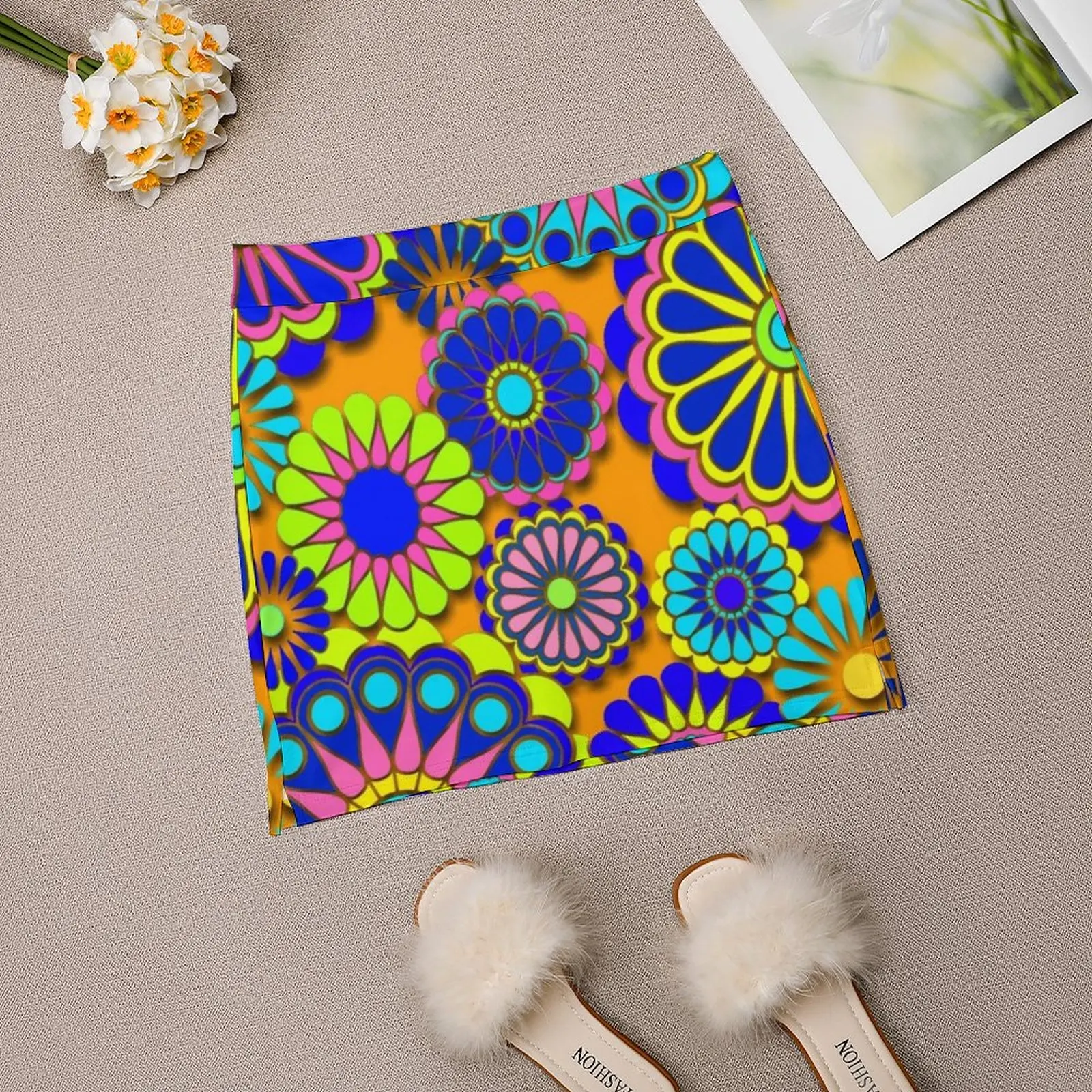 Flower Power Retro Style Hippy Flowers gonna da donna gonne cosmetiche New Fashion gonne corte Hippie Flower Vector floreale