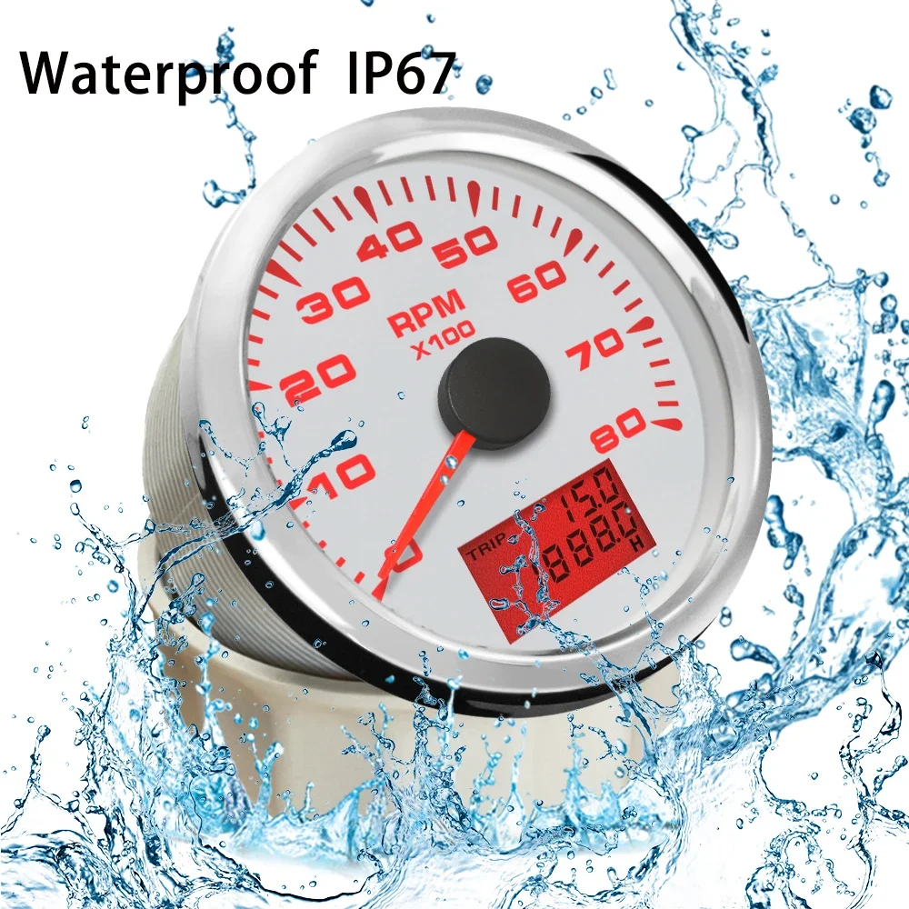 

Newest Universal Waterproof 85mm 3K 4K 6K 8K Tachometer Gauge for Car Truck Boat Yacht with 8 Colors Backlight 12V 24V