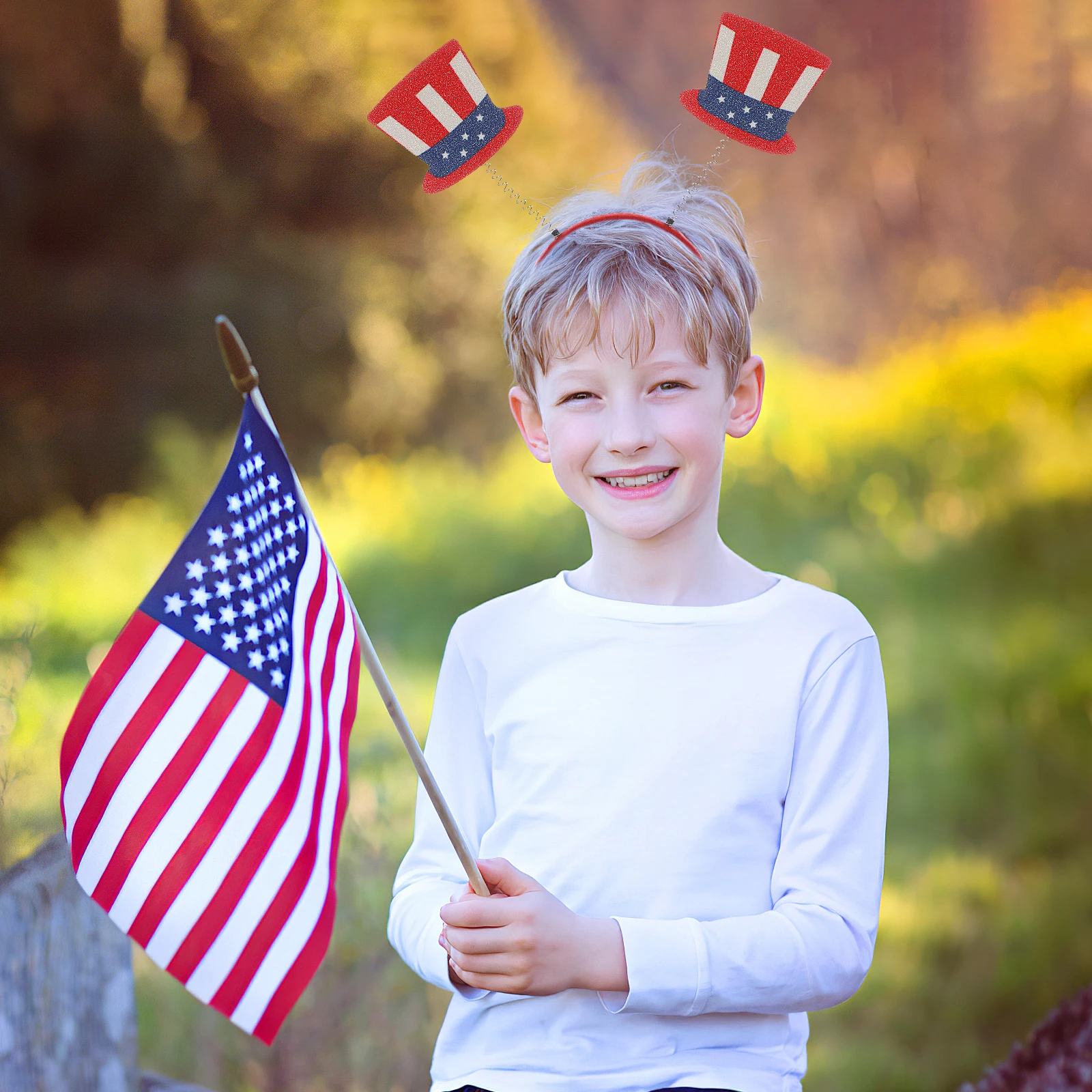 

4pcs American Flag Themed Kids Hair Clasps Hair Hoop American Flag Headband Kids Clasps Festival Costume Party Gifts