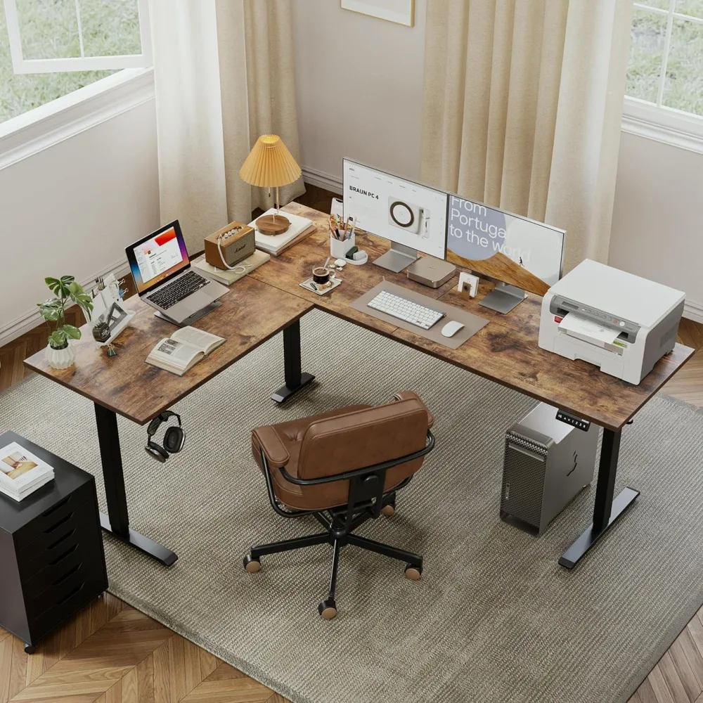 

L-Shaped Standing Desk Adjustable Height, Electric Corner Standing Desk, Sit Stand Up Desk, 75x61 inch Sit Stand Computer Table