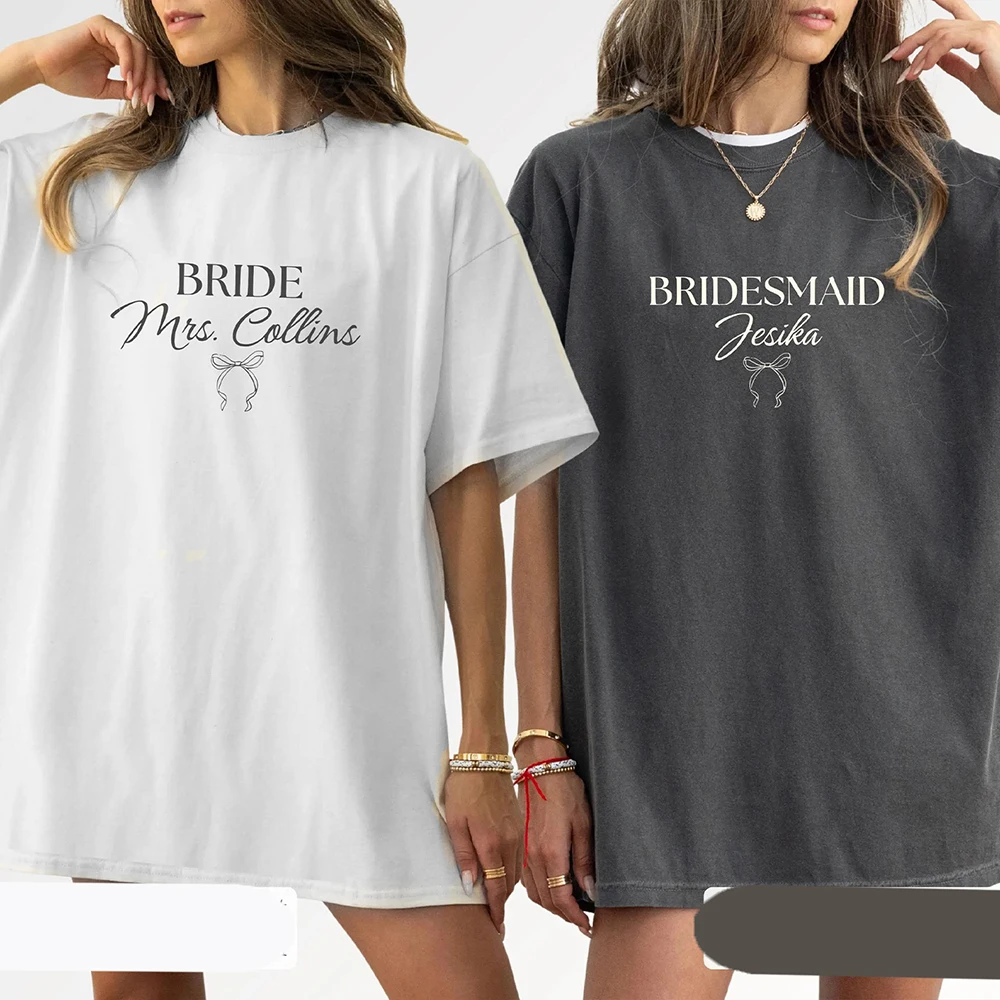 Funny Chic Custom Bride Bridesmaid Shirt Briedsmaid Proposal Gift Outfit Bridesmaid Custom Bachelorette Gift Y2K Unisex Top