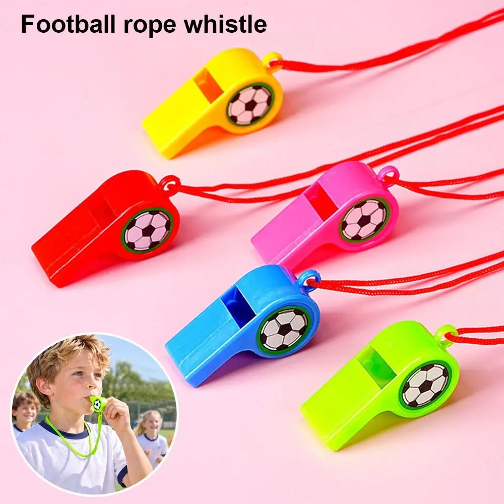 10Pcs with Rope Football Whistle Random Color 2 Styles Coach Whistle Physical Education Teacher Referee Whistle Boys Girls
