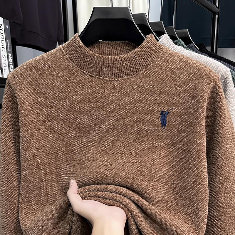 

Extra Thick and Non Pilling Autumn and Winter Men's Thick and Warm Knitted Sweater with Added Velvet Embroidery Sweater