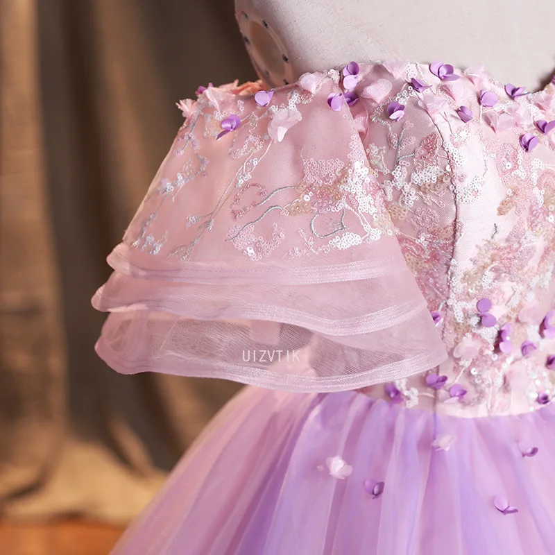 Customized Purple Ball Gown Women Evening Dresses Women Appliques Tulle Prom Birthday Party Gowns Formal Wedding Dresses