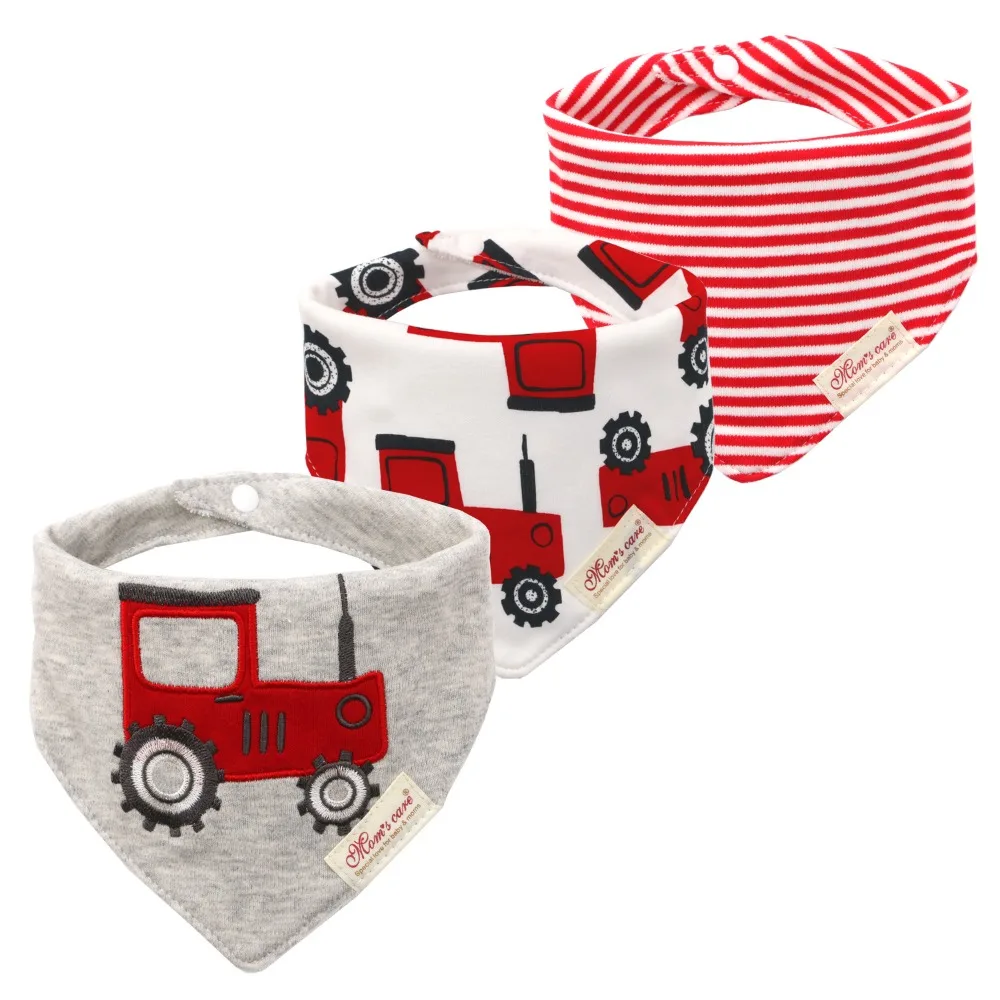 

Cotton Material Baby Bibs Stripes Pattern Cartoon Design Burp Cloths Soft Texture Triangle Shape Drool Bibs Burping Time