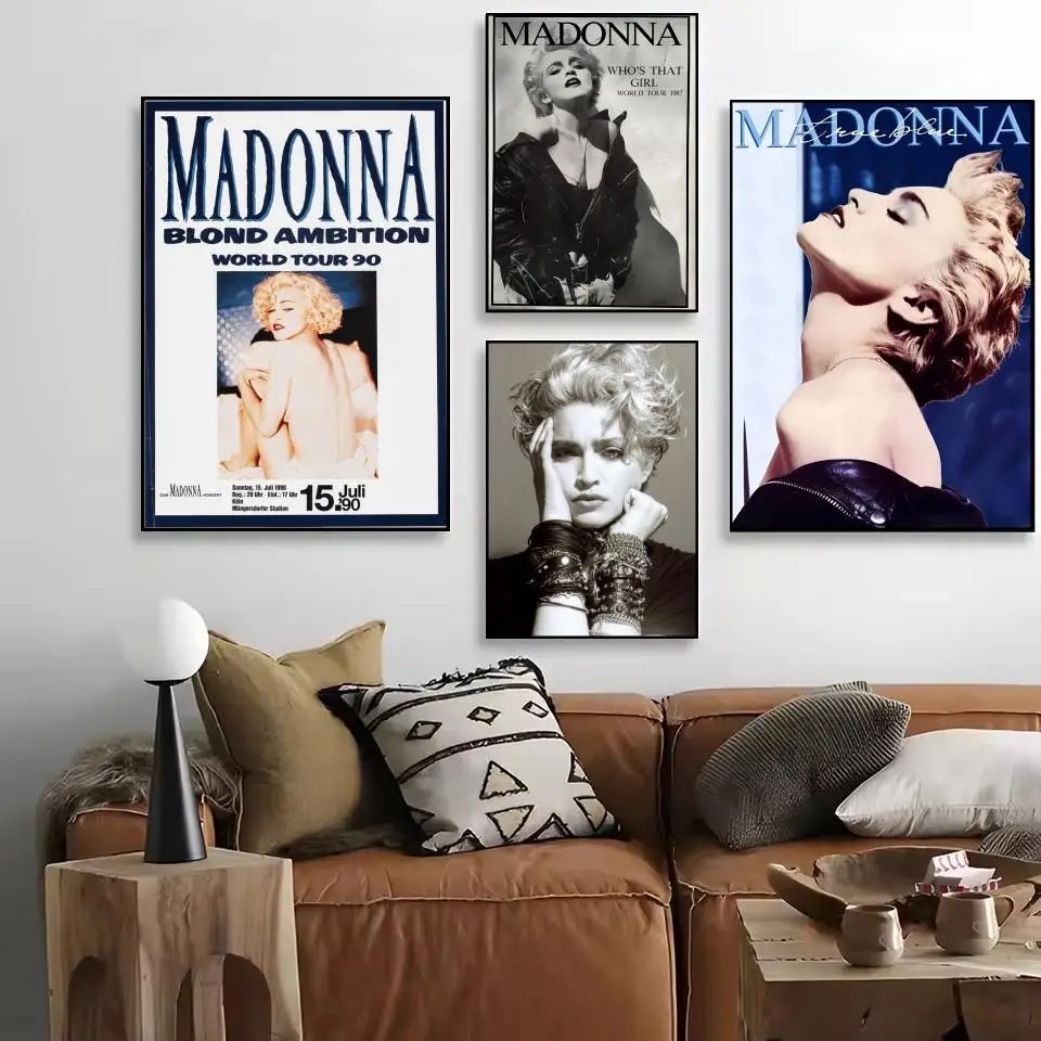 Pop Singer M_Madonna Fashion Magazine HD Linen Canvas Poster Wall Art Prints for Living Room Bedroom Office Home Decoration Gift