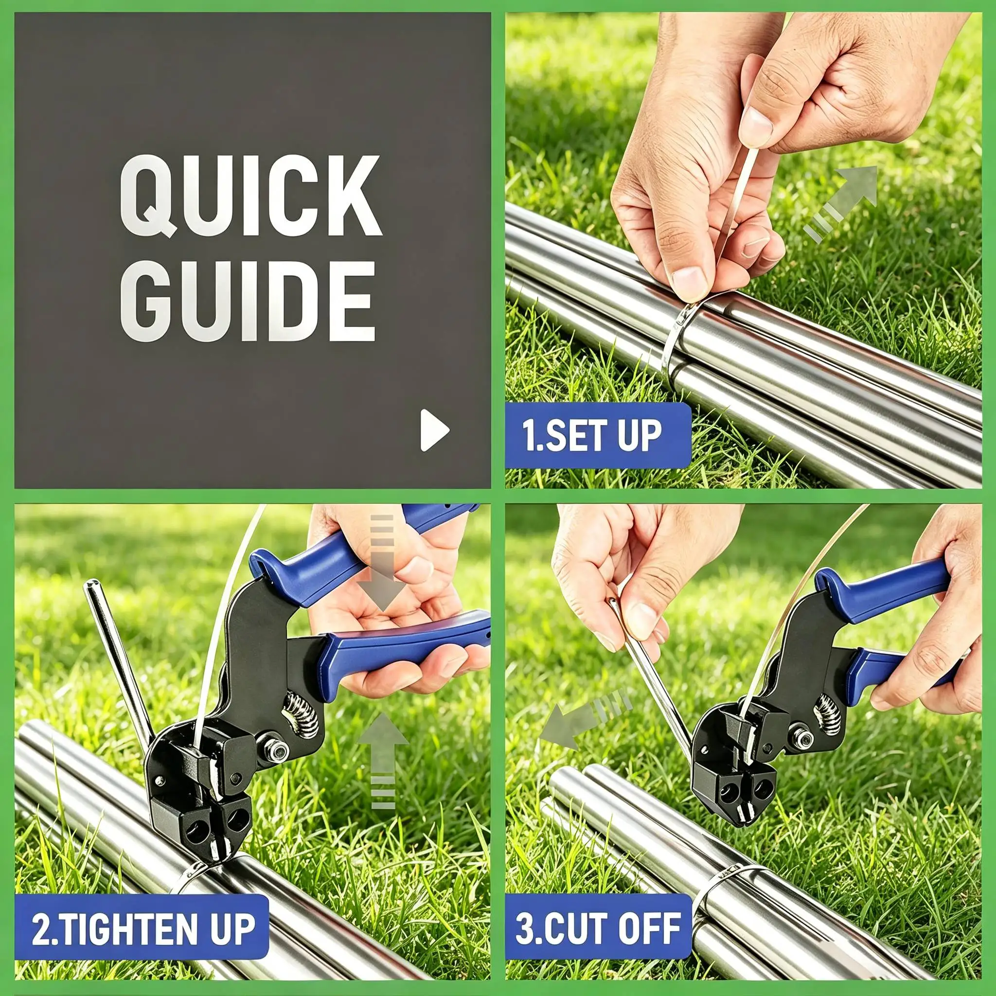 304 Stainless Steel Cable Tie Gun Set, Cable Tie Gun Kit, 201 Lbs Tensile Strength and UV-Resistant Self-Locking Metal Zipper for Agricultural Fencing, Pipe Installation, Construction, and Automotive Applications – Heavy-Duty Fastening System - view 6